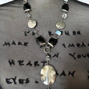 Silver and black statement necklace